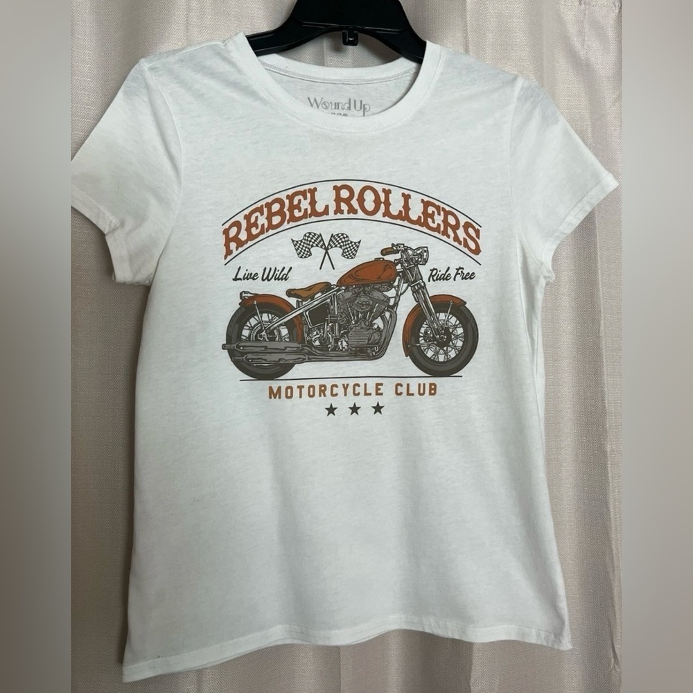 Wound Up “Rebel Rollers” Motorcycle Graphic Tee – Size M (7–9)